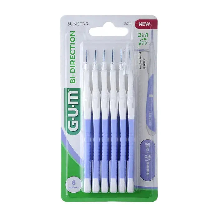 Gum GUM Bi-Direction Interdental Brushes 0.6mm x6 Interdental Brushes