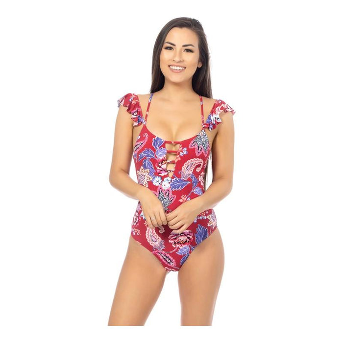 RED PAISLEY ONE PIECE SWIMSUIT