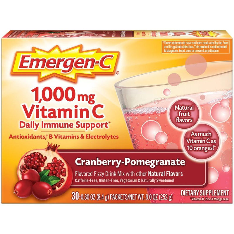 Emergen-C Emergen-C Fizzy Drink Mix, Vitamin 1,000 Mg, Cranberry Pomegranate, Packets (Disc) Vitamins & Supplements Antique White