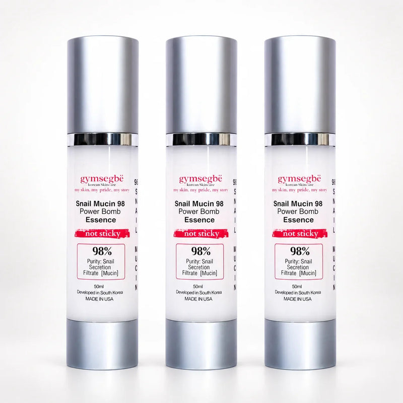 gymsegbë Snail Mucin 98 Power Bomb Essence Anti-Aging Facial White Smoke 3 Bottles Save $2.98