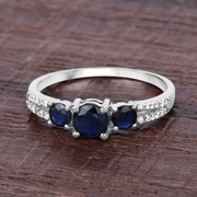 Bids.com 1.08 Carat Genuine Blue Sapphire and White Diamond 14K White Gold Ring Rings