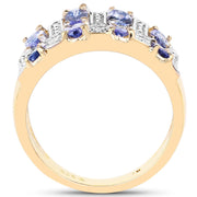 Bids.com 14K Yellow Gold Plated 1.68 Carat Genuine Tanzanite .925 Sterling Silver Ring Rings