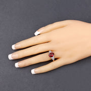 Bids.com 2.87 Carat Genuine Rhodolite and White Diamond 14K Rose Gold Ring Rings