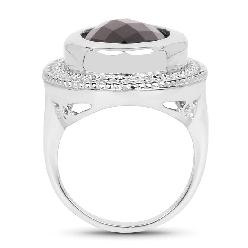 Bids.com 7.90 Carat Genuine Smoky Quartz .925 Sterling Silver Ring Rings