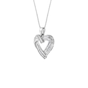 Bids.com Sterling Silver 7/8 cttw Baguette Diamond Heart Pendant Necklace (I-J, I2-I3) Necklaces