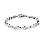 Bids.com 14K White Gold 2.0 Cttw Princess and Round Diamond Bar and Link Bracelet (I-J Color, I1-I2 Clarity) - 7.25" Inches Bracelets