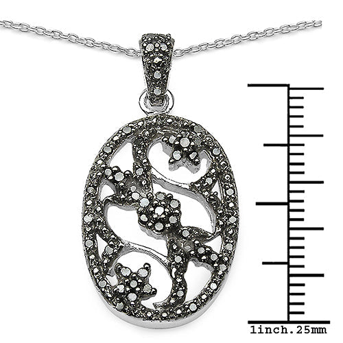 Bids.com 0.28 Carat Genuine Black Diamond .925 Sterling Silver Pandent Pendants