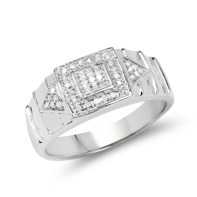 Bids.com 14K White Gold Plated 0.21 Carat Genuine White Diamond .925 Sterling Silver Ring Rings