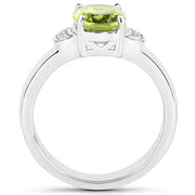 Bids.com 1.76 Carat Genuine Peridot and White Zircon .925 Sterling Silver Ring Rings