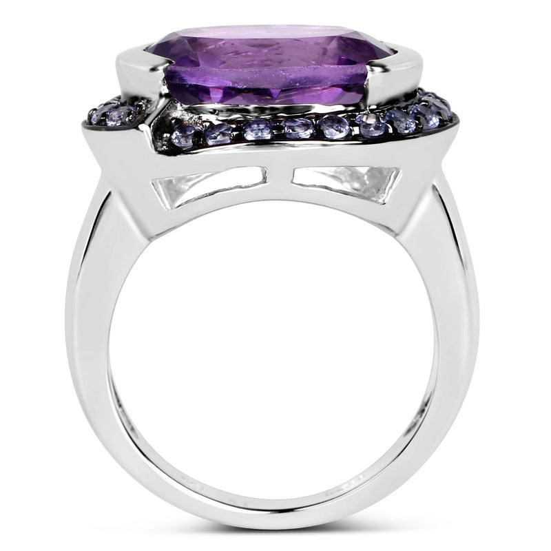 Bids.com 5.56 Carat Genuine Amethyst & Tanzanite .925 Sterling Silver Ring Rings