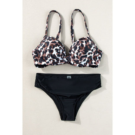 Leopard Sweetheart Neck Bikini Set