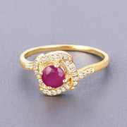Bids.com 0.63 Carat Genuine Ruby and White Diamond 14K Yellow Gold Ring Rings