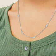 Bids.com 14K White Gold 1.00 Cttw Bezel Set Round Diamond Marquise Shaped Milgrain Station 18" Collar Necklace (G-H Color, SI1-SI2 Clarity) Necklaces
