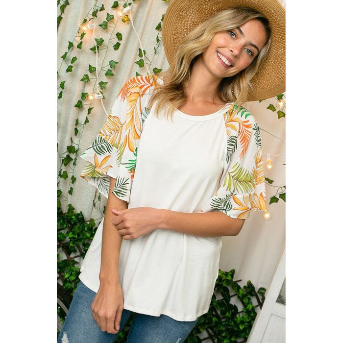 SOLID FLORAL MIXED TOP