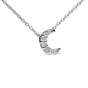Bids.com 10K White Gold Diamond Accented Crescent Moon Shaped 18" Inch Pendant Necklace (H-I Color, I1-I2 Clarity) Necklaces