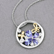 Bids.com 1.33 Carat Genuine Tanzanite and White Topaz .925 Sterling Silver Pendant Pendants