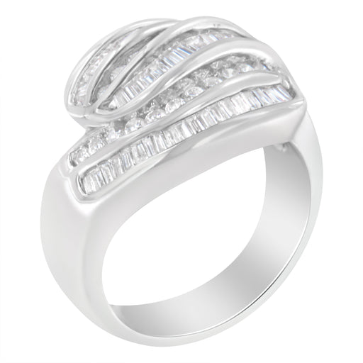 Bids.com 14KT White Gold Diamond Bypass Band Ring (1 cttw, H-I Color, SI1-SI2 Clarity) Rings White Smoke 7 / White.Gold