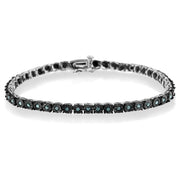 Bids.com Black Rhodium Plated .925 Sterling Silver 1.0 Cttw Diamond Miracle Tennis Bracelet (Enhanced Blue Color, I3 Clarity) - 7" Bracelets