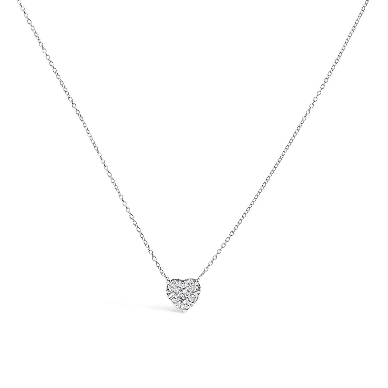 Bids.com 14K White Gold 1/4 Cttw Diamond Composite Heart Pendant Necklace - 18" Inches Necklaces