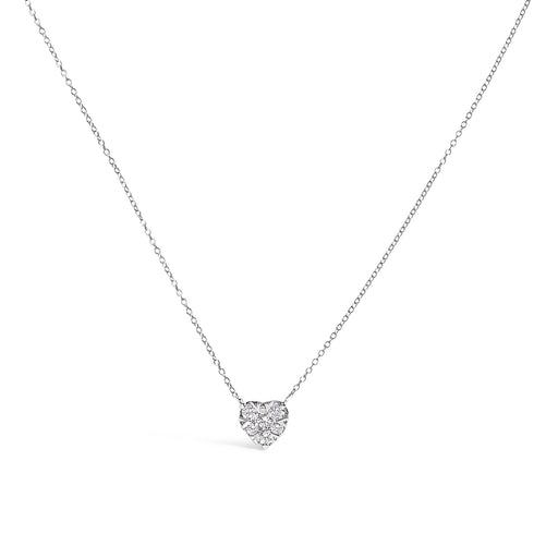 Bids.com 14K White Gold 1/4 Cttw Diamond Composite Heart Pendant Necklace - 18" Inches Necklaces