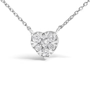 Bids.com 14K White Gold 1/4 Cttw Diamond Composite Heart Pendant Necklace - 18" Inches Necklaces