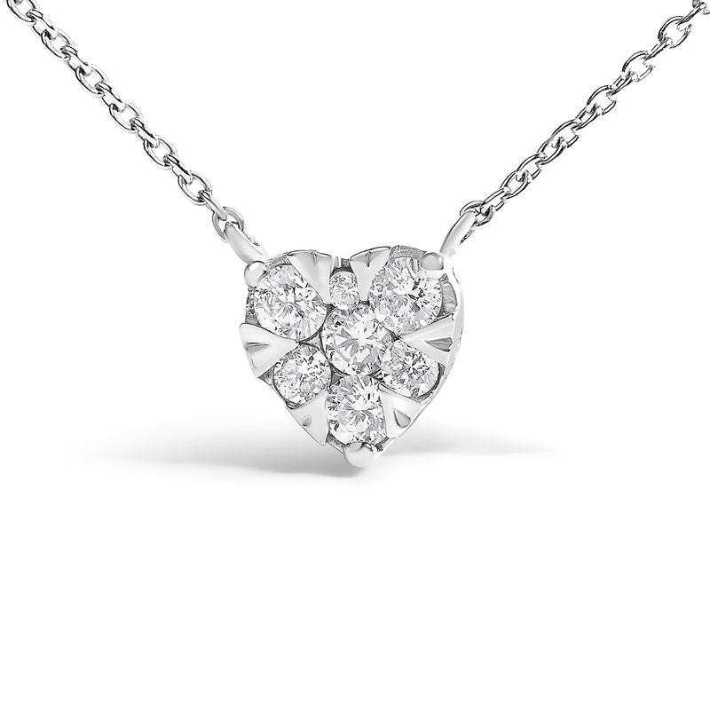 Bids.com 14K White Gold 1/4 Cttw Diamond Composite Heart Pendant Necklace - 18" Inches Necklaces