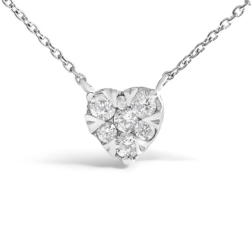 Bids.com 14K White Gold 1/4 Cttw Diamond Composite Heart Pendant Necklace - 18" Inches Necklaces