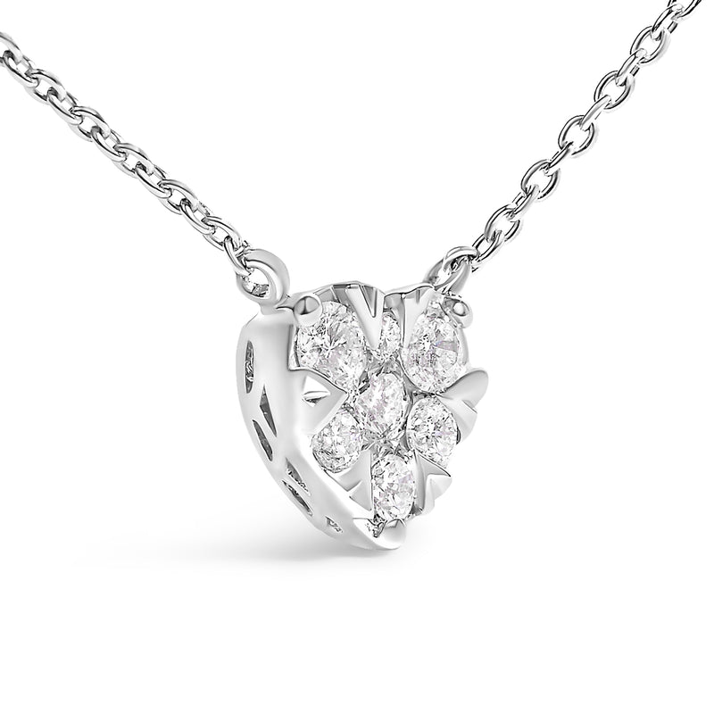 Bids.com 14K White Gold 1/4 Cttw Diamond Composite Heart Pendant Necklace - 18" Inches Necklaces