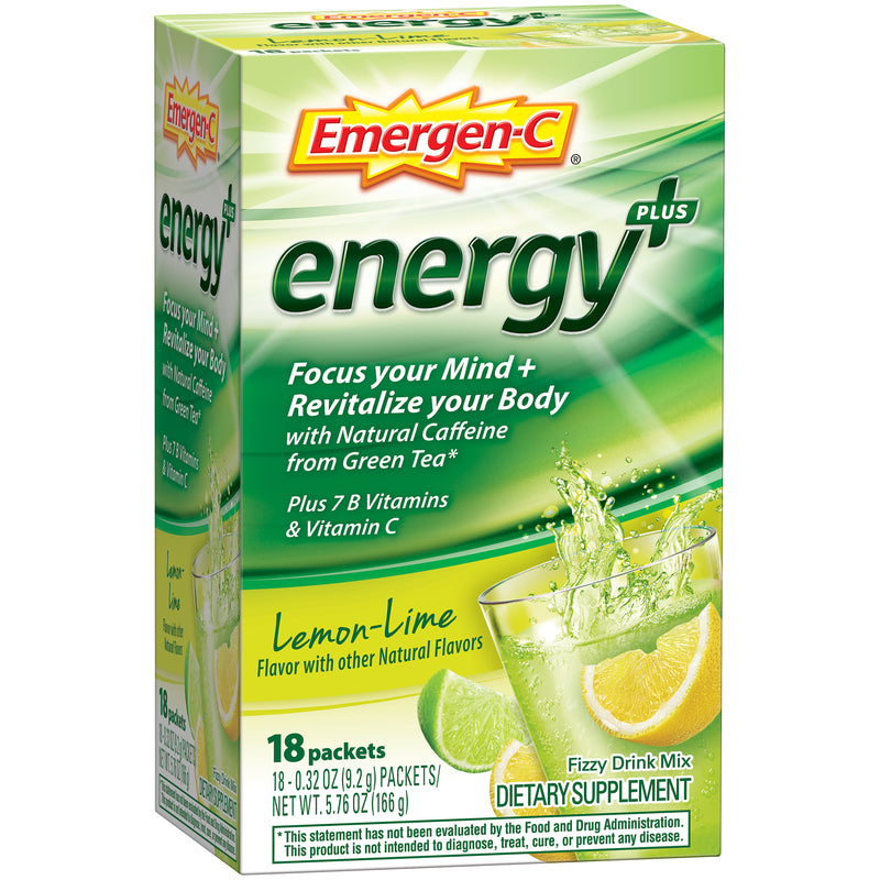 Emergen-C Emergen-C Energy+ (18 Count, Lemon-Lime Flavor) Dietary Supplement Drink Mix With Caffeine, 0.32 Ounce Packets Vitamins & Supplements Seashell