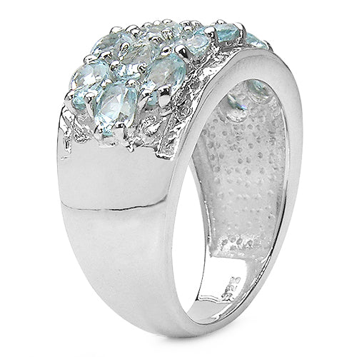 Bids.com 3.24 Carat Genuine Blue Topaz & White Topaz .925 Sterling Silver Ring Rings