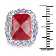 Bids.com 15.13 Carat Dyed Ruby & Tanzanite .925 Sterling Silver Ring Rings