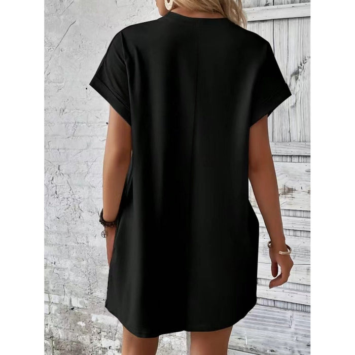 Pocketed Round Neck Short Sleeve Dress