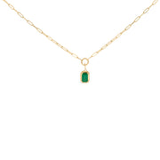 Bids.com 10K Yellow Gold Emerald Cut 6x4 MM Green Emerald Solitaire Pendant Necklace - 18 inch Necklaces