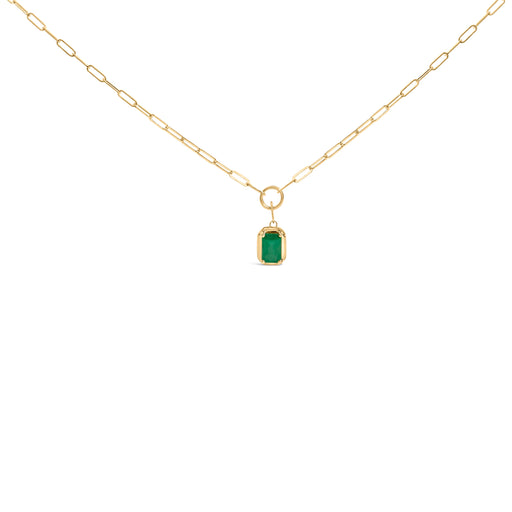 Bids.com 10K Yellow Gold Emerald Cut 6x4 MM Green Emerald Solitaire Pendant Necklace - 18 inch Necklaces
