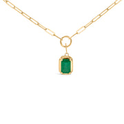 Bids.com 10K Yellow Gold Emerald Cut 6x4 MM Green Emerald Solitaire Pendant Necklace - 18 inch Necklaces