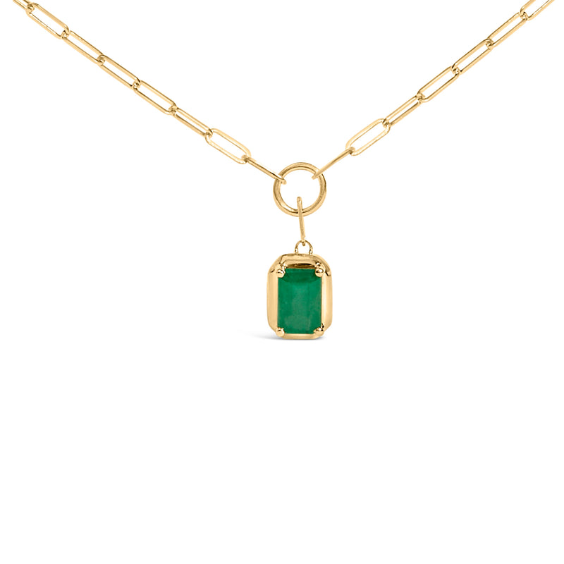 Bids.com 10K Yellow Gold Emerald Cut 6x4 MM Green Emerald Solitaire Pendant Necklace - 18 inch Necklaces