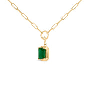 Bids.com 10K Yellow Gold Emerald Cut 6x4 MM Green Emerald Solitaire Pendant Necklace - 18 inch Necklaces