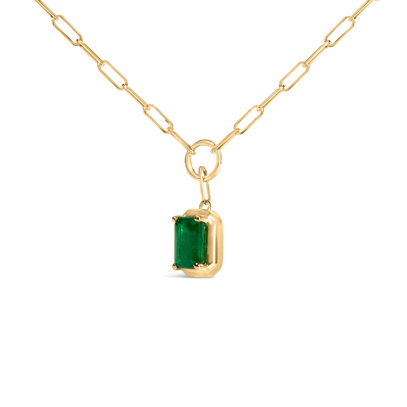 Bids.com 10K Yellow Gold Emerald Cut 6x4 MM Green Emerald Solitaire Pendant Necklace - 18 inch Necklaces