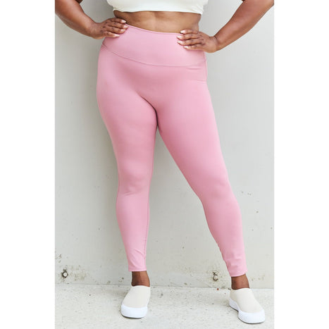 Zenana Fit For You High Waist Active Leggings in Light Rose