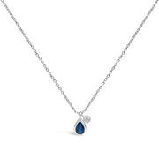 Bids.com 14K White Gold 6x4mm Pear Blue Sapphire and Diamond Accent Charm Pendant Necklace - 18" Inches Necklaces