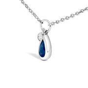 Bids.com 10K White Gold 6x4 mm Pear Blue Sapphire and Diamond  Accent Charm Pendant Necklace - 18" Inches Necklaces