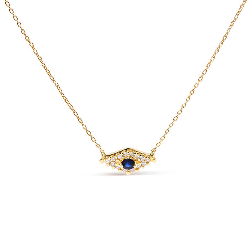 Bids.com 10K Yellow Gold Blue Sapphire and Diamond Accented Evil Eye 18" Inch Pendant Necklace (H-I Color, I1-I2 Clarity) Necklaces