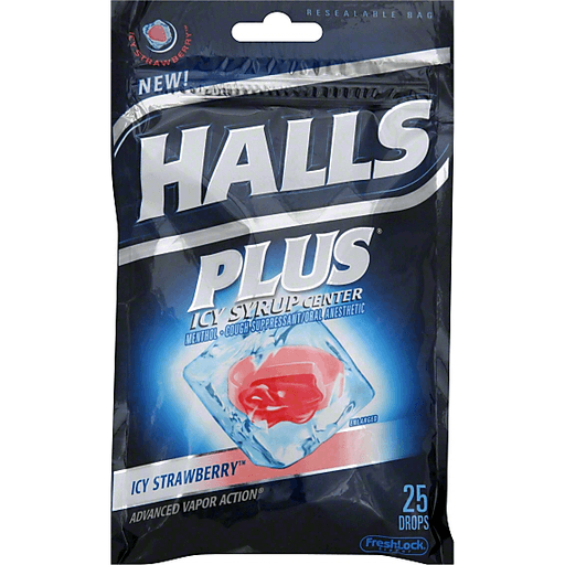 Halls Halls Plus Cough Suppressant/Oral Anesthetic Drops, Icy Strawberry Medicine & Drugs Dark Slate Gray