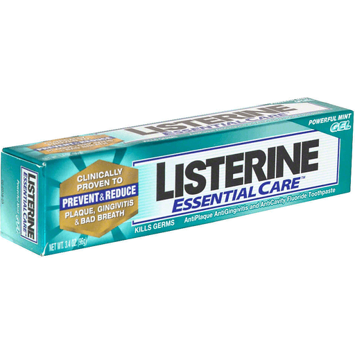 Listerine Listerine Essential Care AntiPlaque AntiGingivitis And AntiCavity Fluoride Toothpaste, Powerful Mint Gel Toothpaste