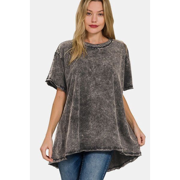 Zenana Round Neck Dropped Shoulder Blouse