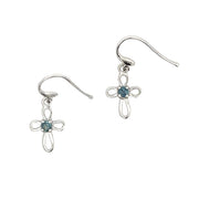 Bids.com .27ct Sapphire Cross Earrings 10KT White Gold Earrings