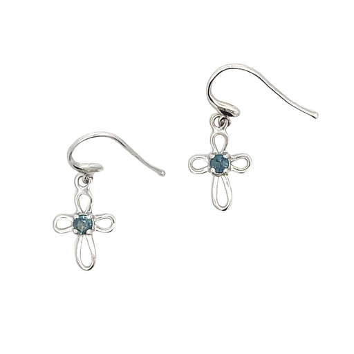 Bids.com .27ct Sapphire Cross Earrings 10KT White Gold Earrings