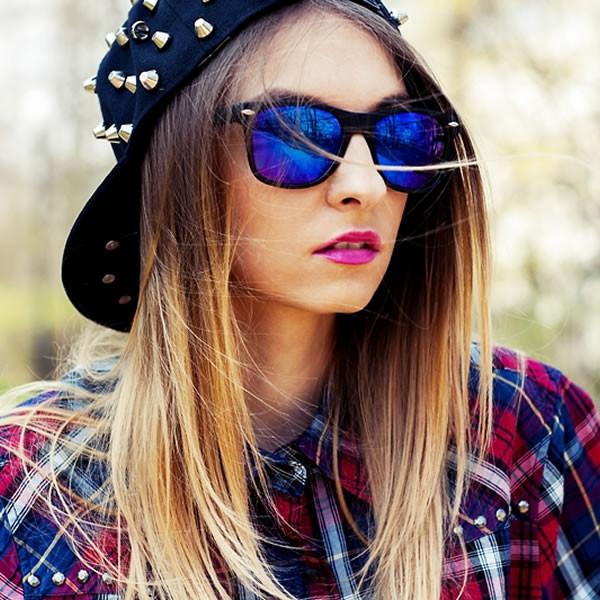 zeroUV Retro Matte Black Horned Rim Flash Colored Lens Sunglasses 58mm 8025 Sunglasses