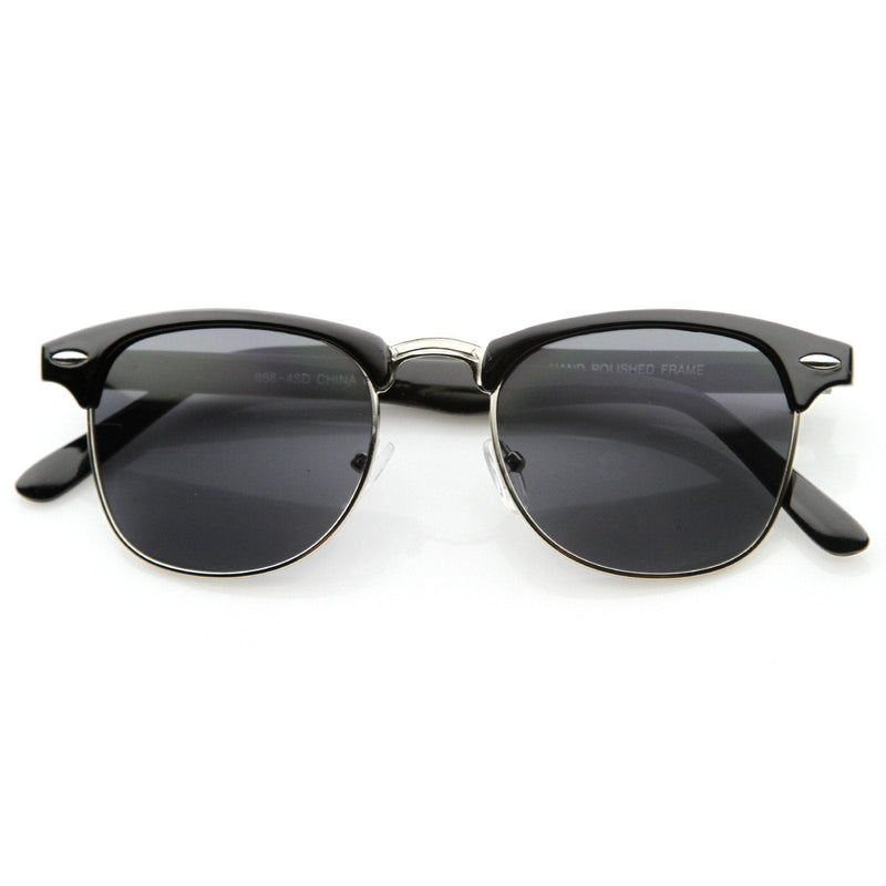 zeroUV Indie Half Frame Horned Rim Vintage Inspired Sunglasses 2934 Sunglasses