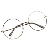 zeroUV 1920's Vintage Era Large Round Metal Clear Lens Glasses 8714 Glasses